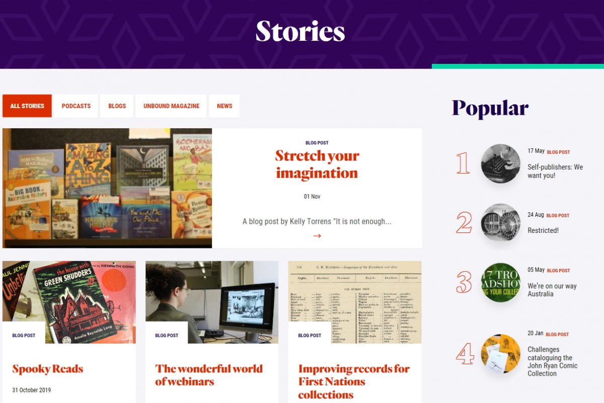 The Stories page on the NLA website.