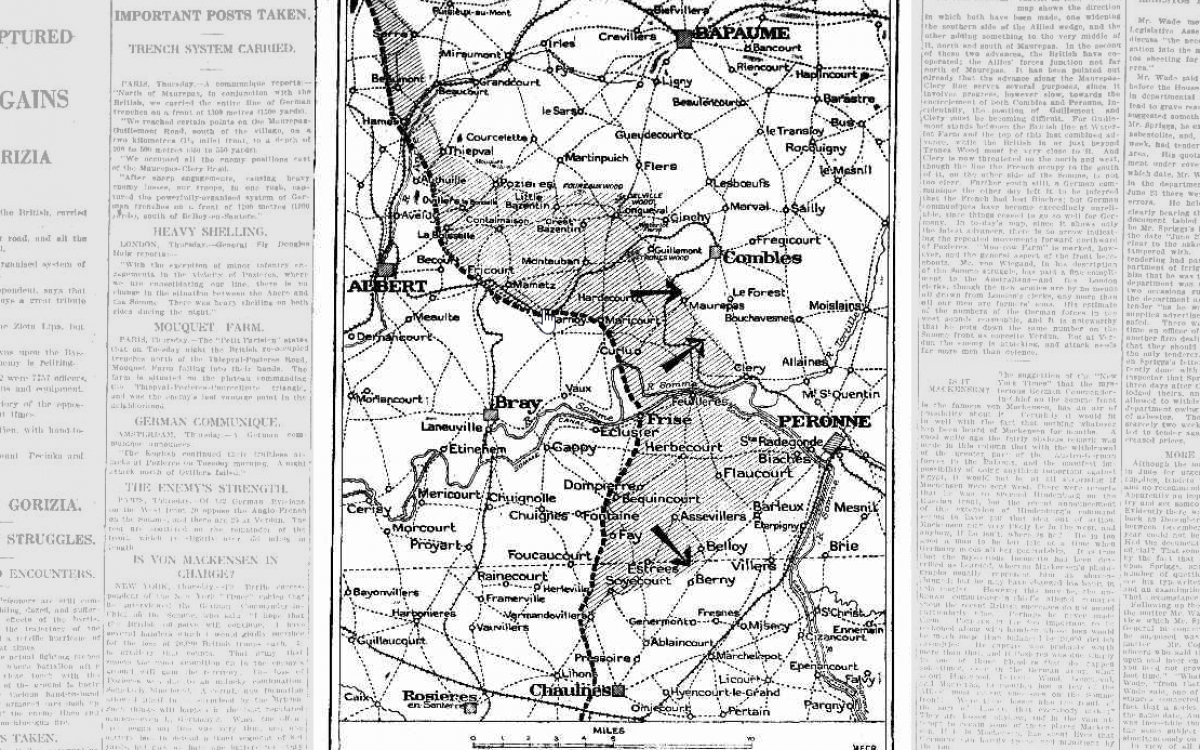 Newspaper map of the Somme
