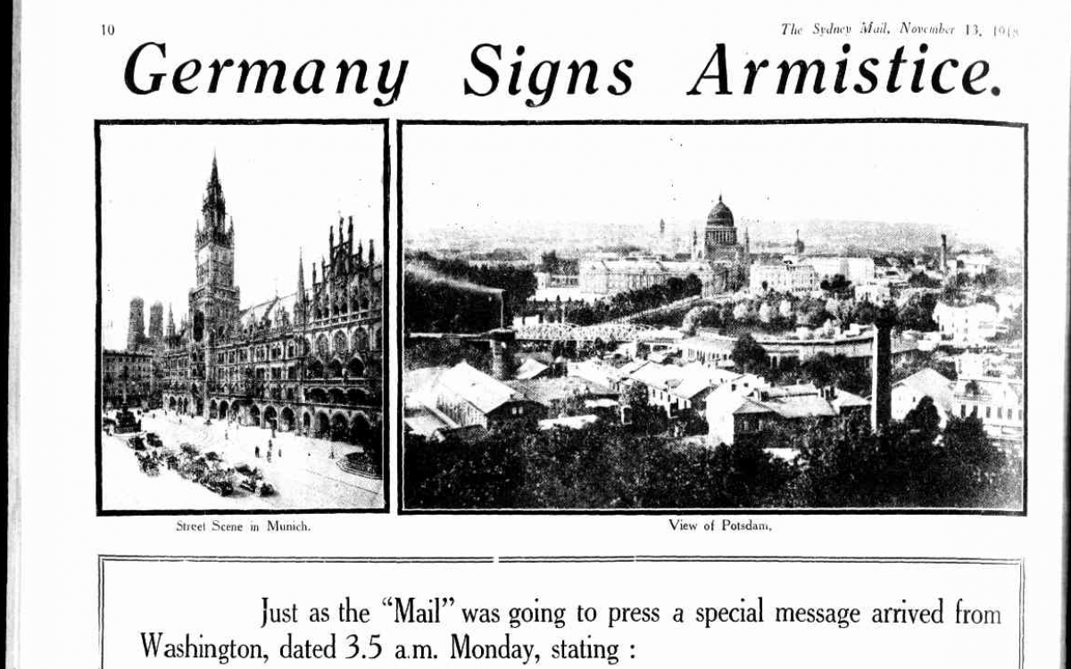 Germany Signs Armistice newspaper article