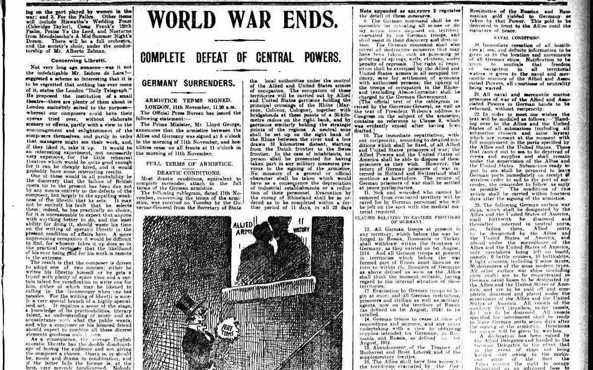 World War Ends newspaper article