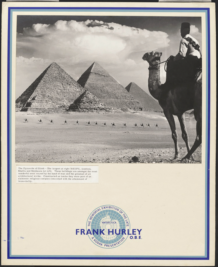 Cameleers in front of the Pyramids of Gizeh 1943. photographic print. Pictures Collection. 