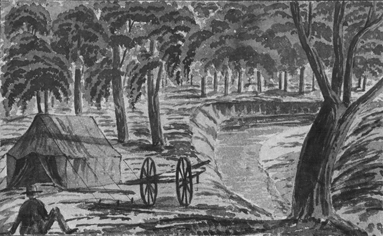 Drawing of a Camp on the Murrumbidgee