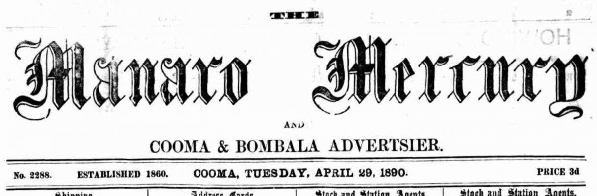 T. W. Henry and G. W. Spring, The Manaro mercury, and Cooma and Bombala advertiser, April 29, 1890, https://nla.gov.au/nla.cat-vn6183651