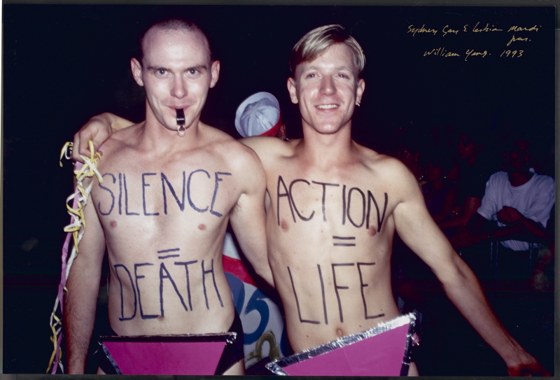 Two men at Sydney Gay & Lesbian Mardi Gras 1993