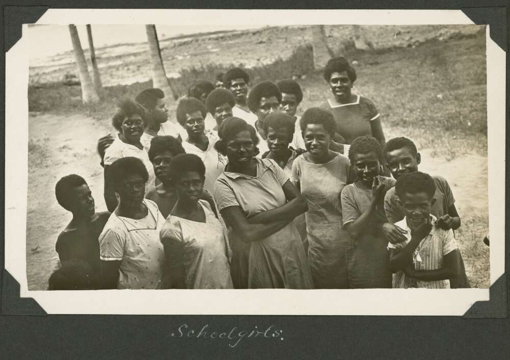 Group of schoolgirls on Badu Island, Queensland, ca. 1928