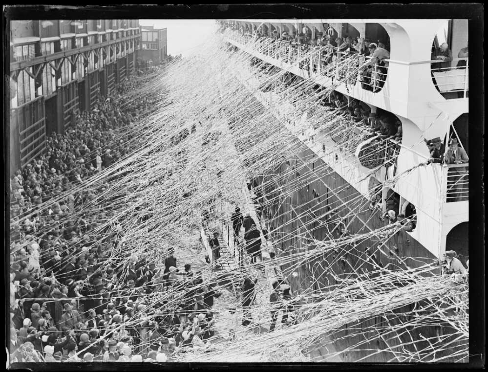 Fairfax Corporation. (1937). Passengers releasing streamers onto the crowd below as the ship Orion departs, Sydney, 27 February 1937 http://nla.gov.au/nla.obj-162472895