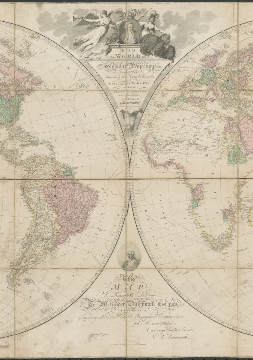 World map featuring James Cook findings