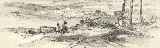 Prout, John Skinner, 1805-1876. Residence of the Aborigines, Flinders Island