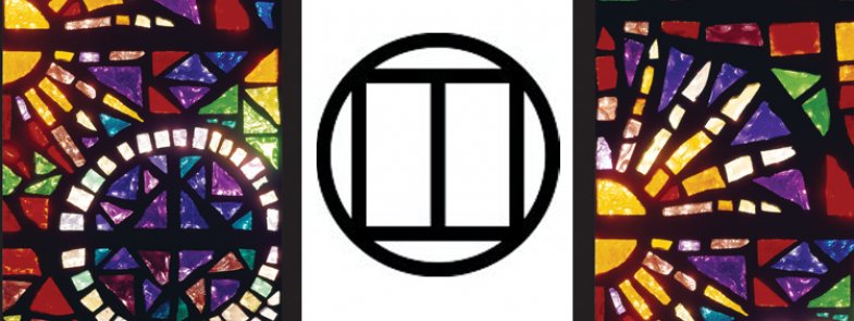 Bookplate logo and Leonard French windows