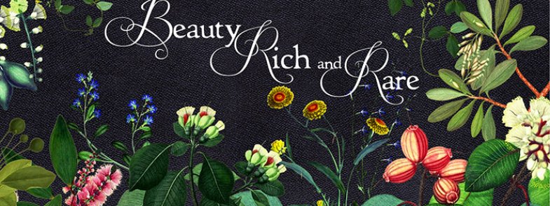 illustrations of Australian flowers with the text Beauty Rich and Rare