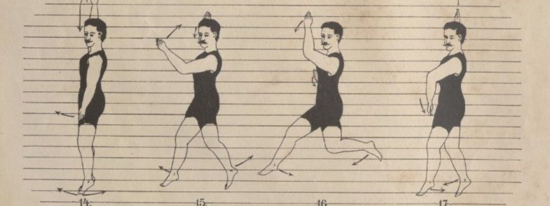 Four illustrations of a man demonstrating the different stages of executing a swimming stroke.