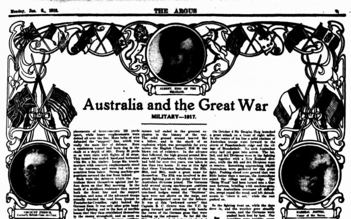 Australia and The Great War newspaper article