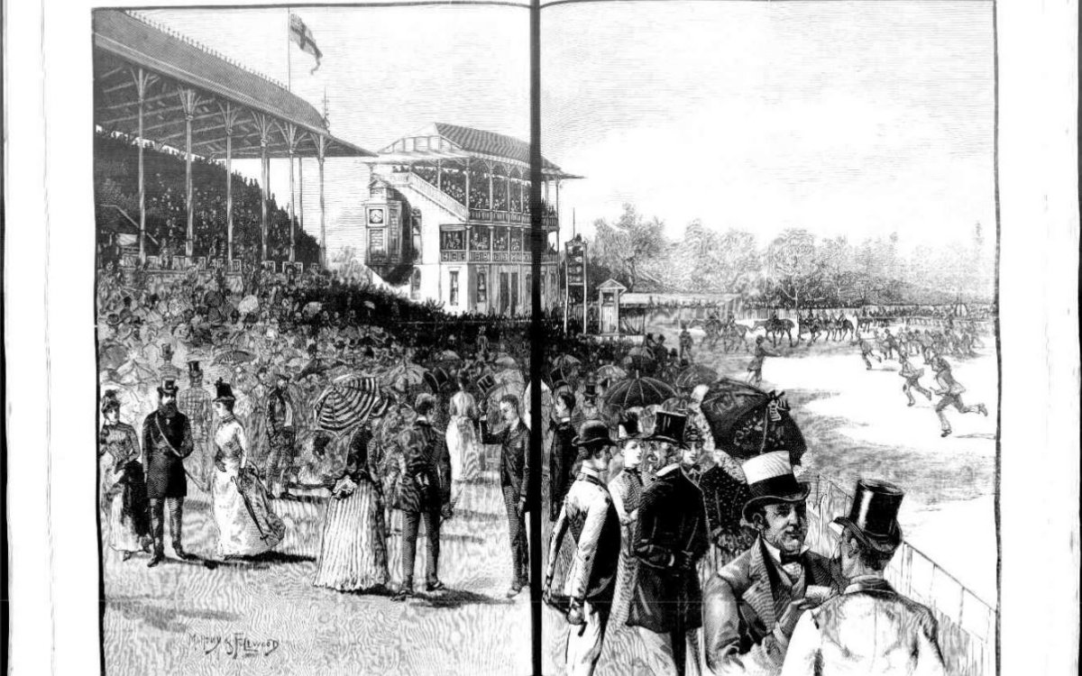 illustration of crowd at the races