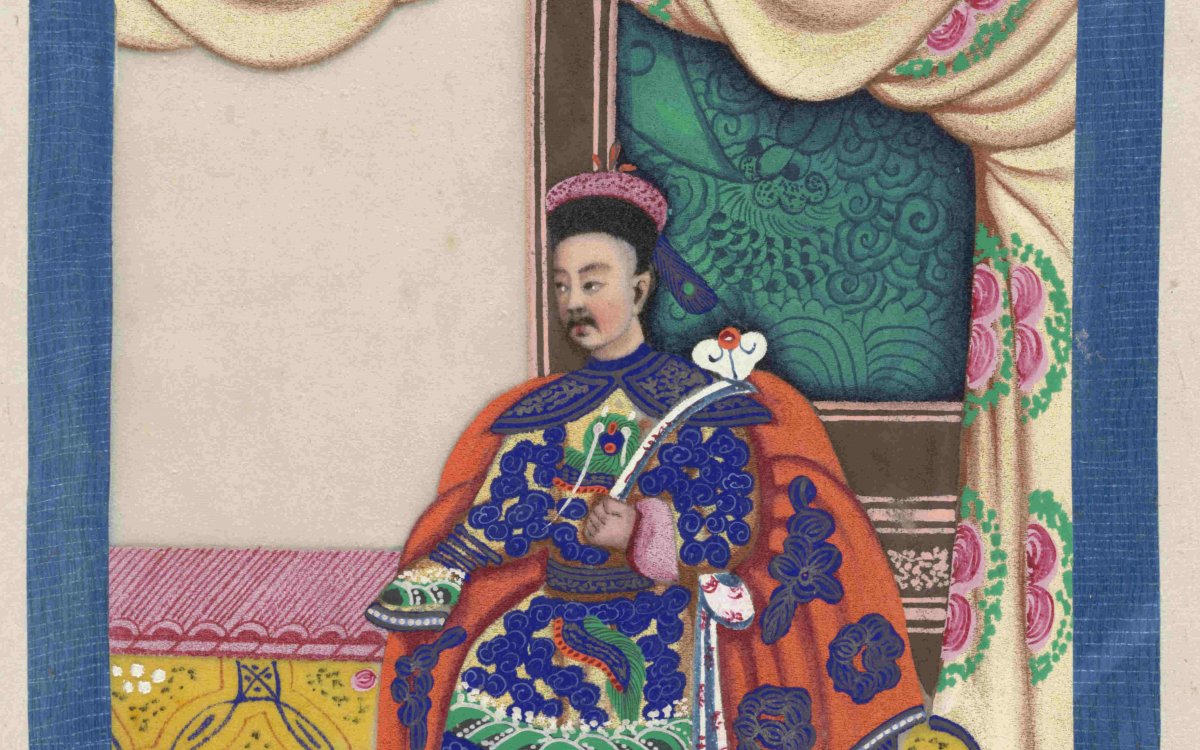 painting of a man in traditional Chinese Emperor clothing