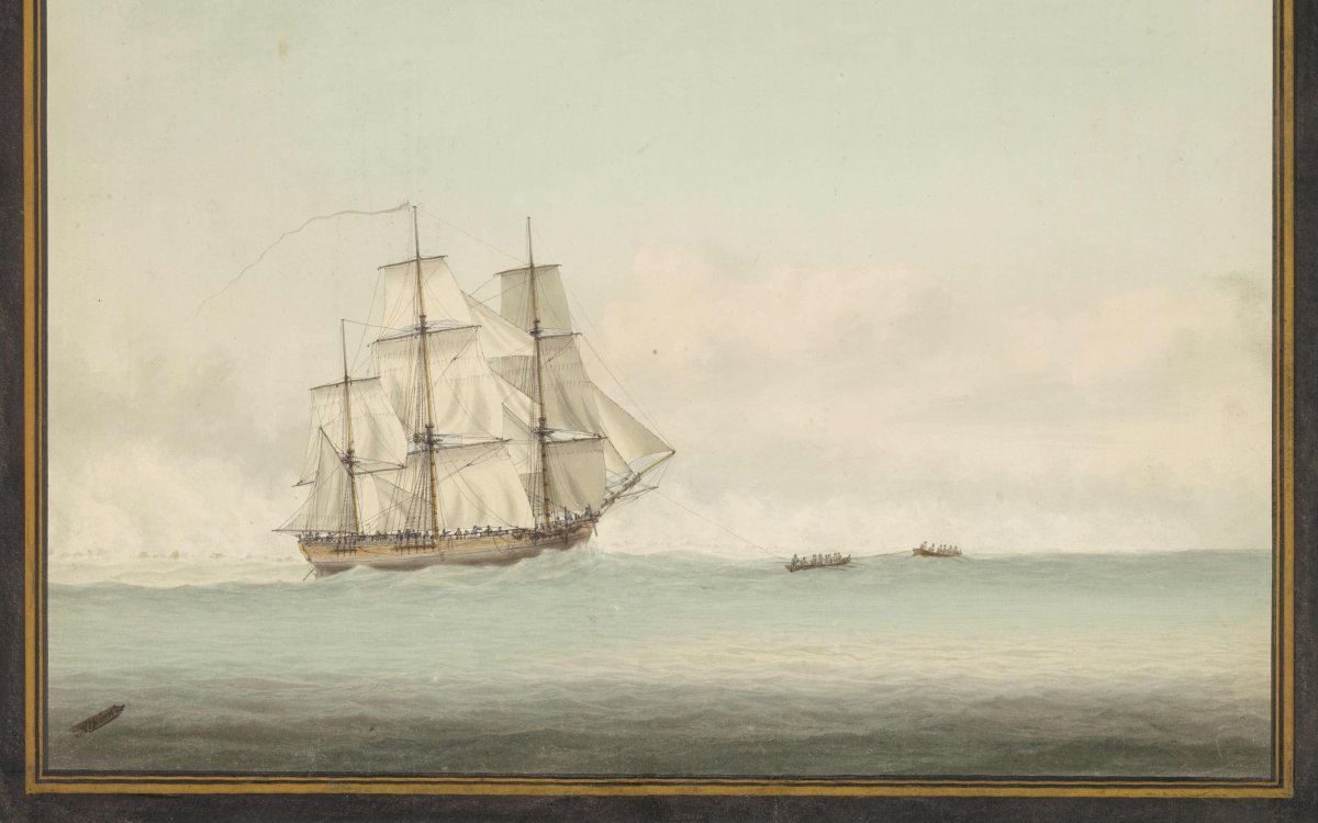 painting of ship at sea