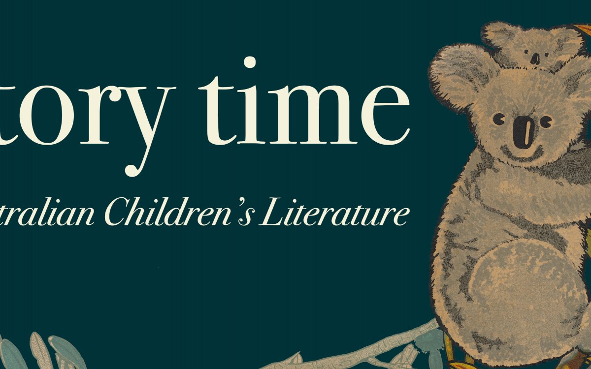 Story Time banner with koala illustration
