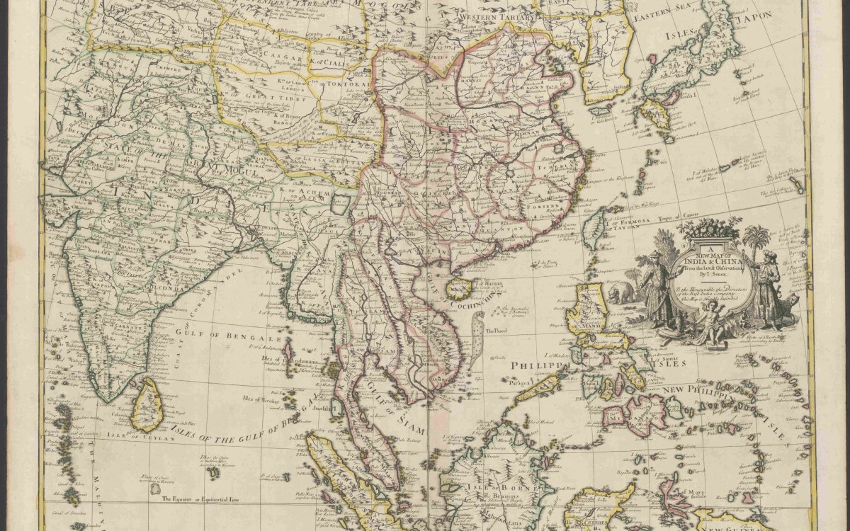 Map of India, China and Southeast Asia.