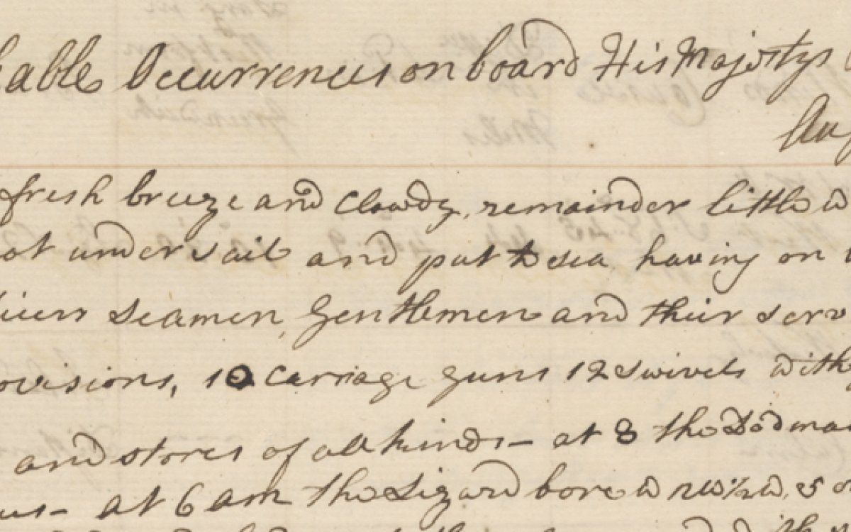 Cook's handwritten 1768 journal entry