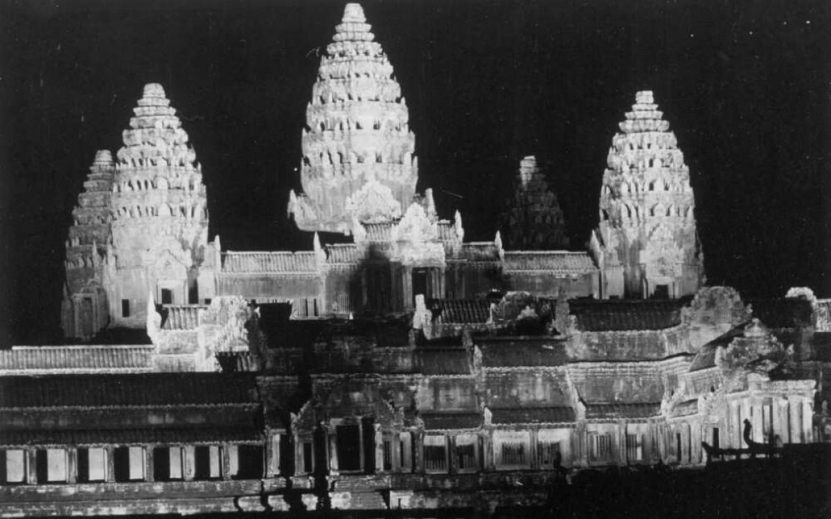 Angkor Wat, view of main temple at night
