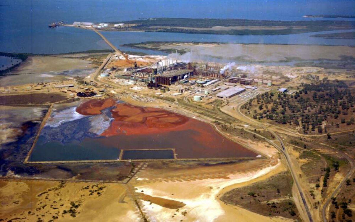 aerial view of bauxite mine
