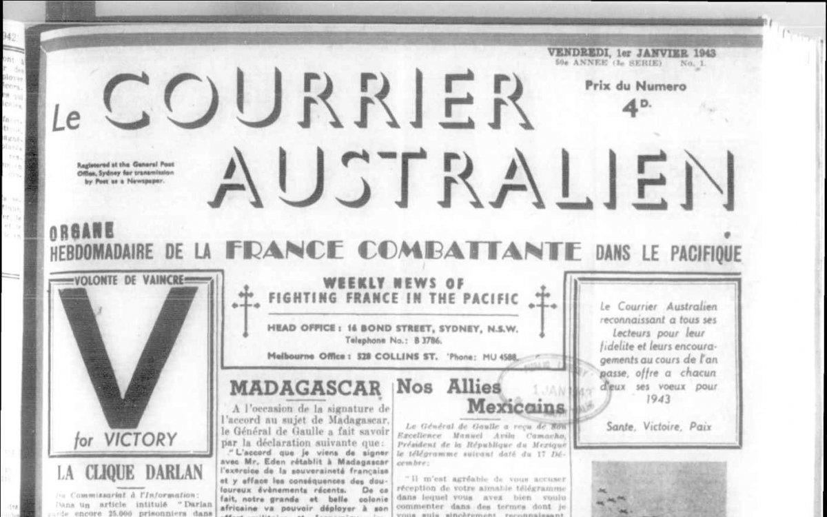 A page from a French newspaper titles Courrier Australien.