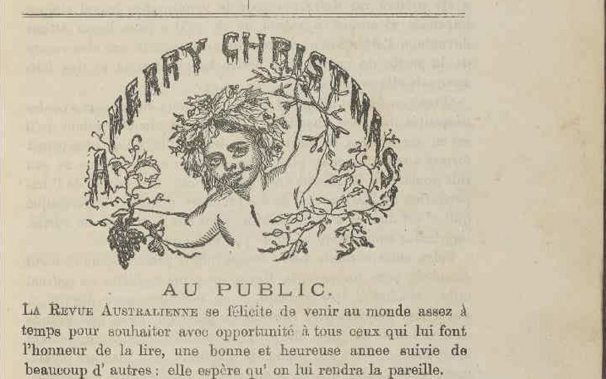A page from a French newspaper celebrating Christmas in 1878 in Ausralia.