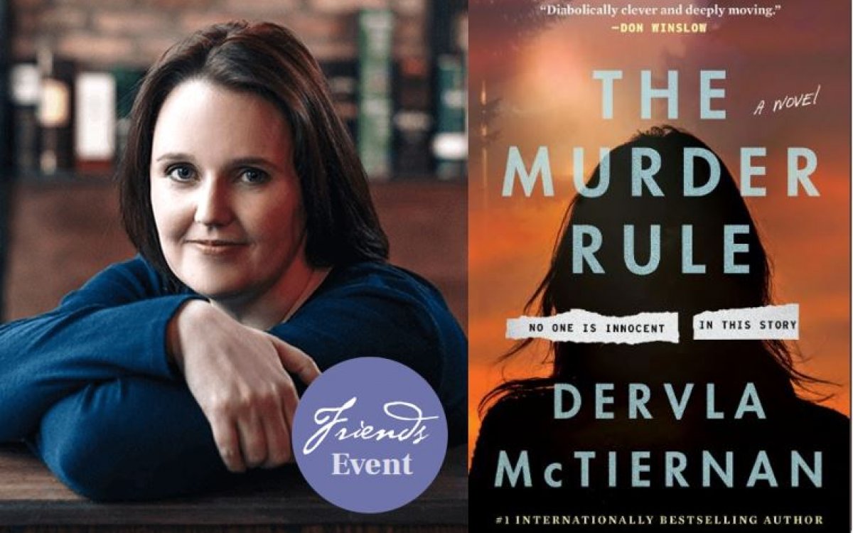 Dervla McTiernan and cover of her book The Murder Rule