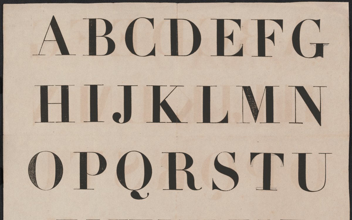 A page one which all the letters of the English alphabet are printed in capital letters. They are printed by type setting.