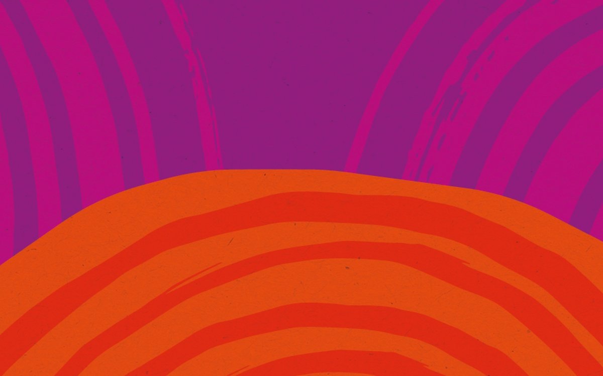 A purple and orange artwork from the cover of The Voice to Parliament Handbook