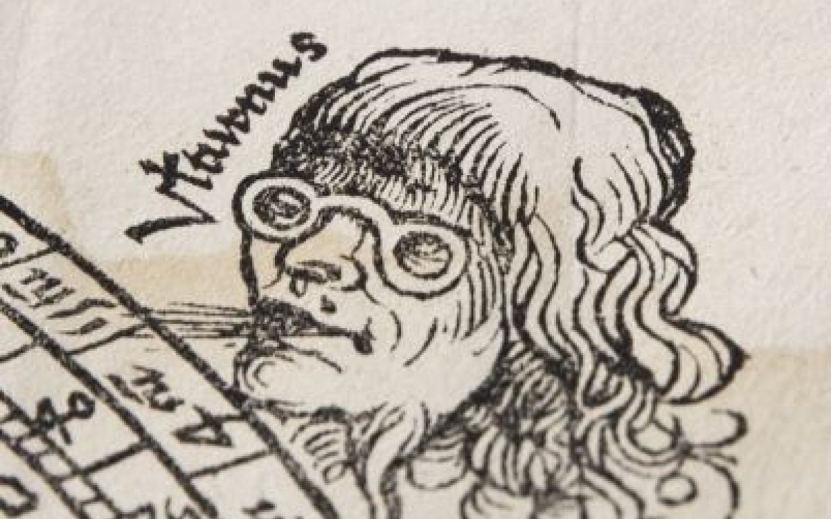 Drawing of woman with glasses blowing air out of her mouth