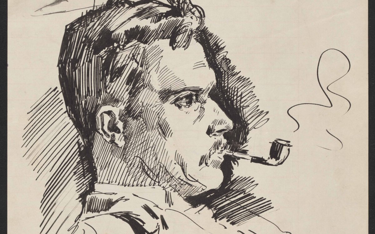 sketch of a man smoking a pipe