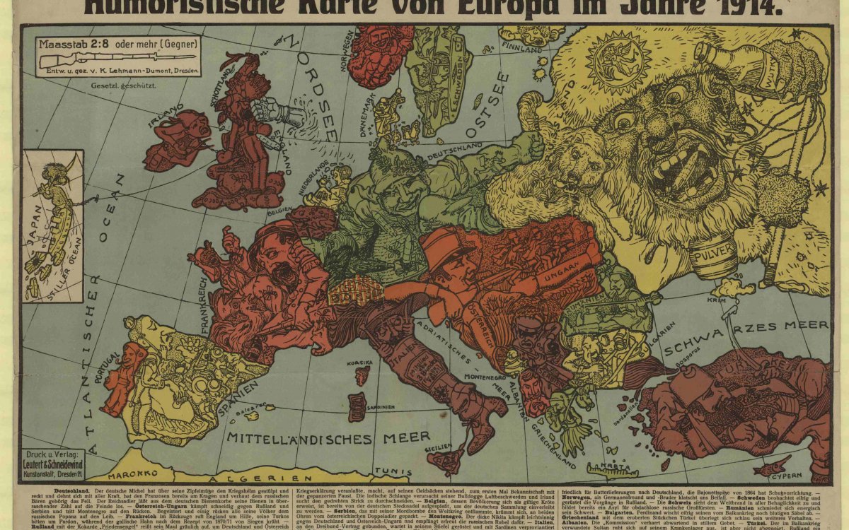 A German caricature map of Europe on the brink of World War 1