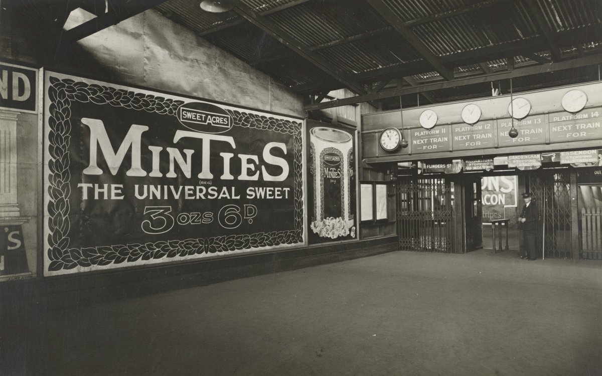 black and white photograph of minties advertisement