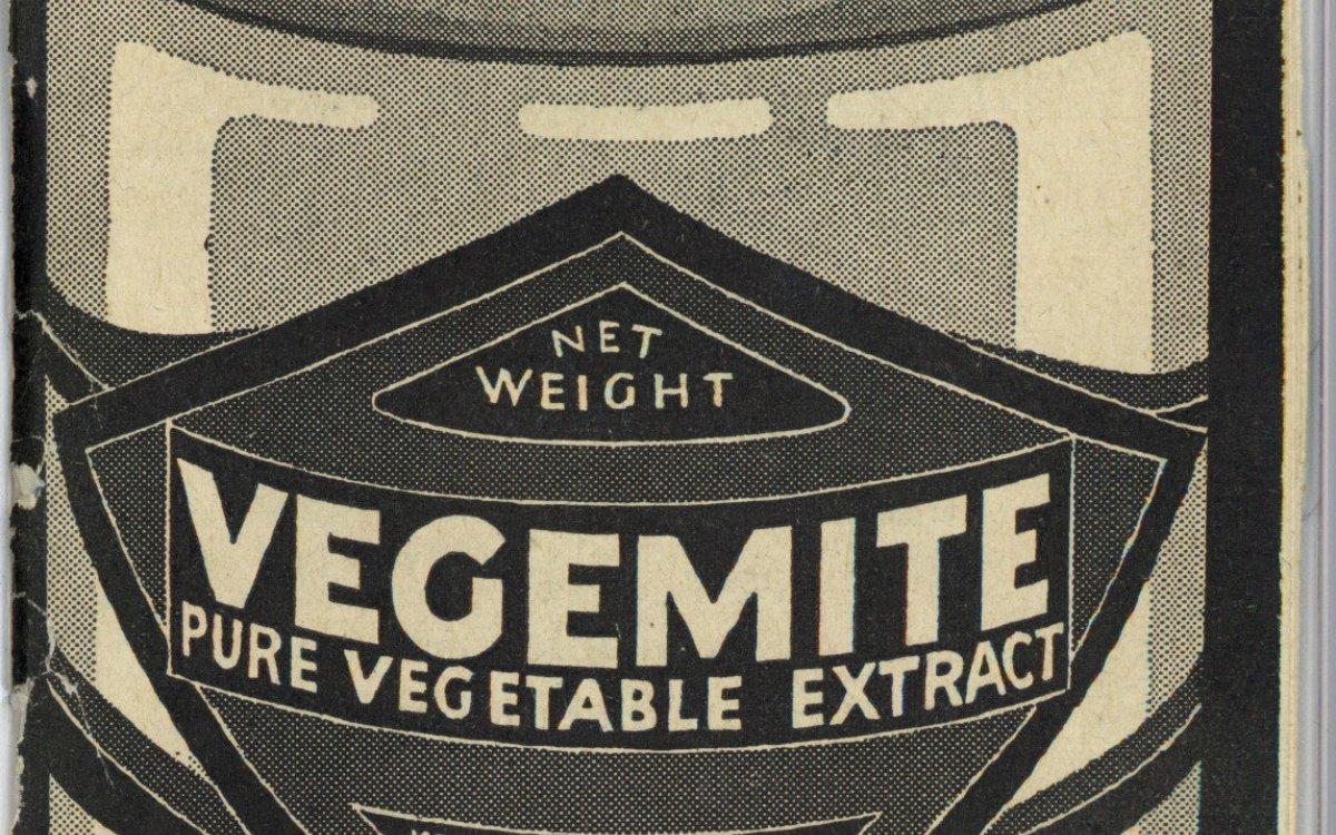 black and white illustration of vegemite jar