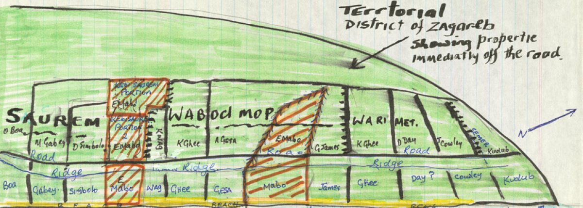 Hand-drawn map used in the Mabo case