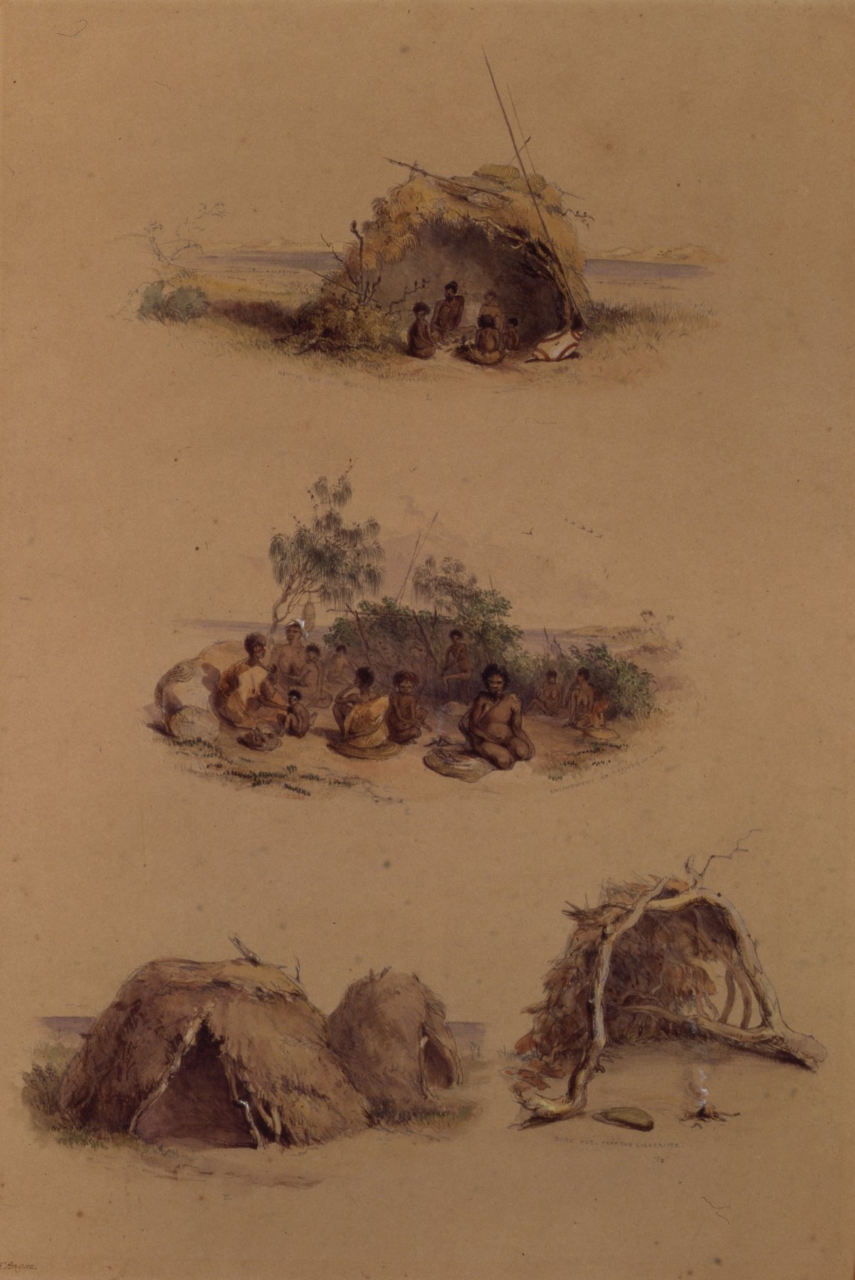 Watercolour representation of dwellings