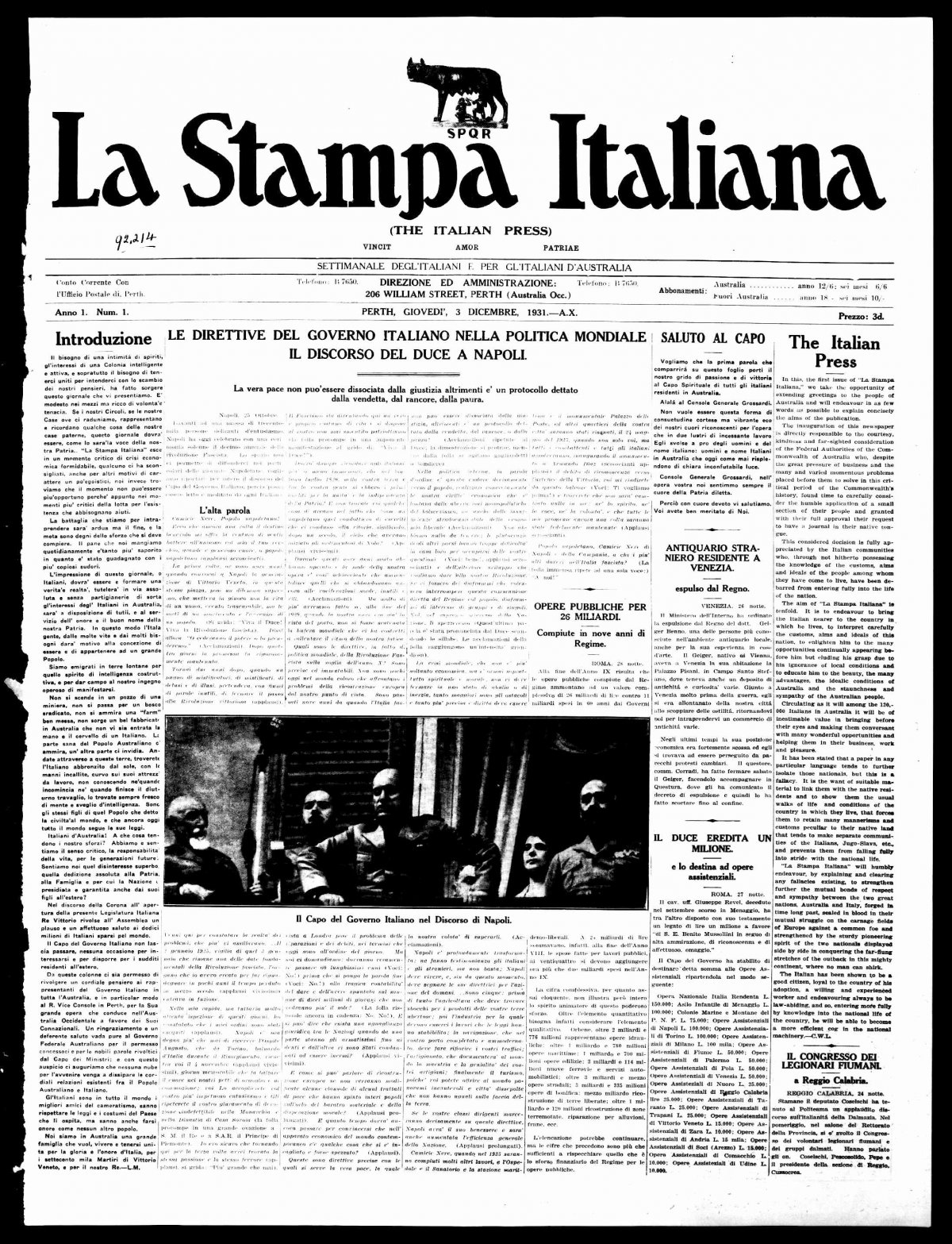A page from La Sampa Italiana (or The Italian Press) newspaper. 