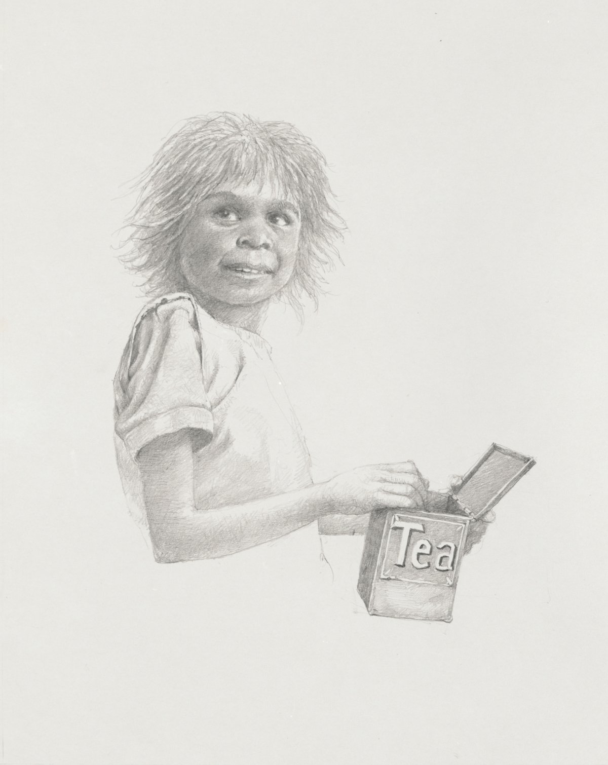 Girl holding tea caddy