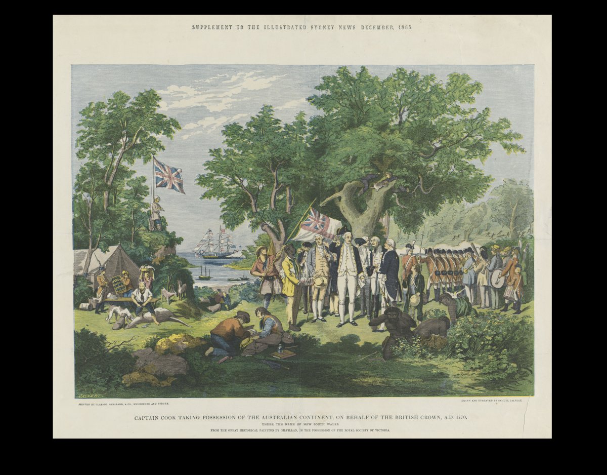 Painting of Captain Cook claiming possession of the Australian Continent