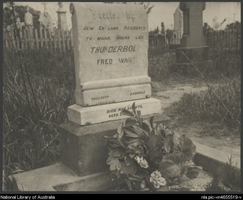 Headstone of the grave of Fred Ward, Thunderbolt, Uralla, New South Wales