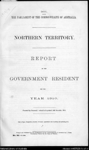 Report of the Governnment Resident for the year 1910