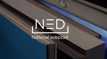 NED National edeposit logo on image of books and an ereader