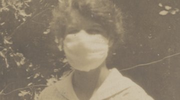 M.P.B.C. wearing a flu mask during the flu epidemic, February, 1919