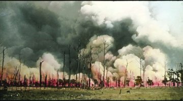 A bush fire, Victoria Australia part of a lantern slide lecture collection