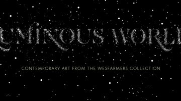 Text of Luminous World written in white stars on a black background