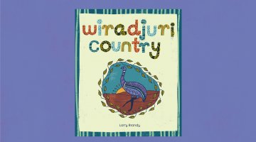 Children's book cover 'Wiradjuri Country' on a purple background