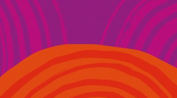 A purple and orange artwork from the cover of The Voice to Parliament Handbook