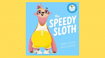 Children's book 'The Speedy Sloth' with cute sloth in athletic gear on the cover