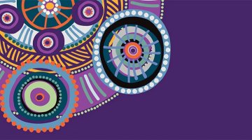First Nations art on a purple background