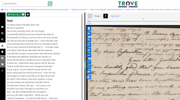 A screenshot of Jane Austen's letter to her sister Cassandra on the right-hand side of the screen. The handwritten text correction panel is showing on the left-hand side.